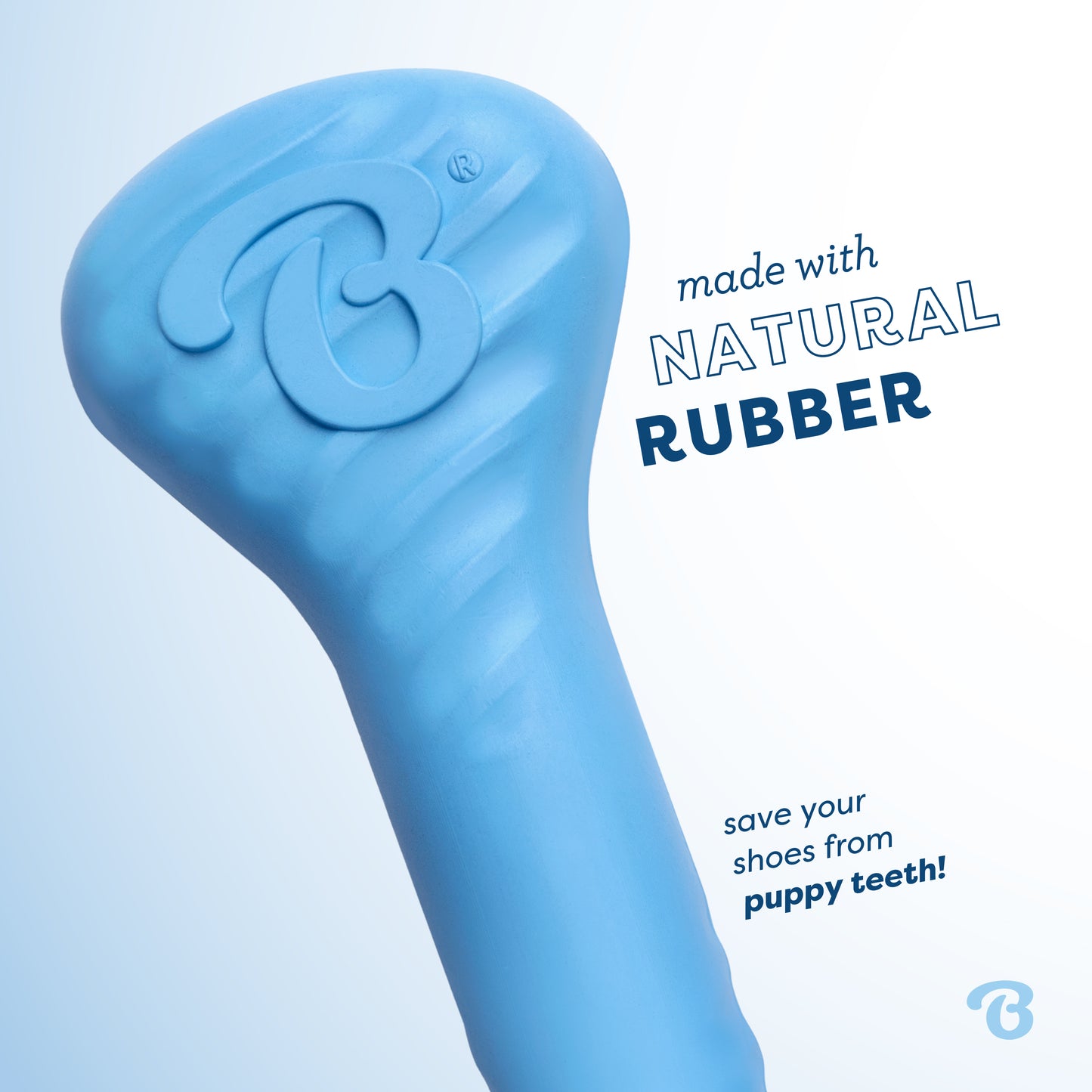 Introducing the Benebone Bounce Puppy Bone: Made with 100% Natural Rubber. Save your shoes from puppy teeth with this teething toy!