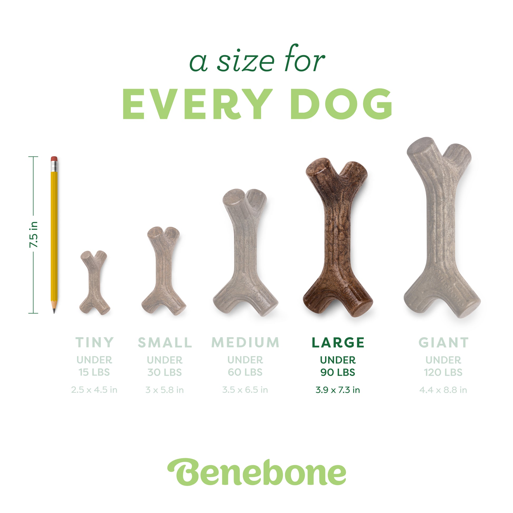 A size for every dog. Size guide: large maplestick, under 90 lbs.