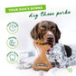Your Dog's Gonna Dig These Perks: Long-Lasting, Durable, Cleans Teeth. German Short-Haired Pointer looking at camera with dental chew in its mouth.