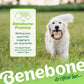 The Benebone promise. Getting your pup's tail wagging is our #1 priority. No wags? Reach out to us and we'll make it right. Golden Retriever carrying a Benebone ring in its mouth walking through the grass. Benebone it's chew love. 