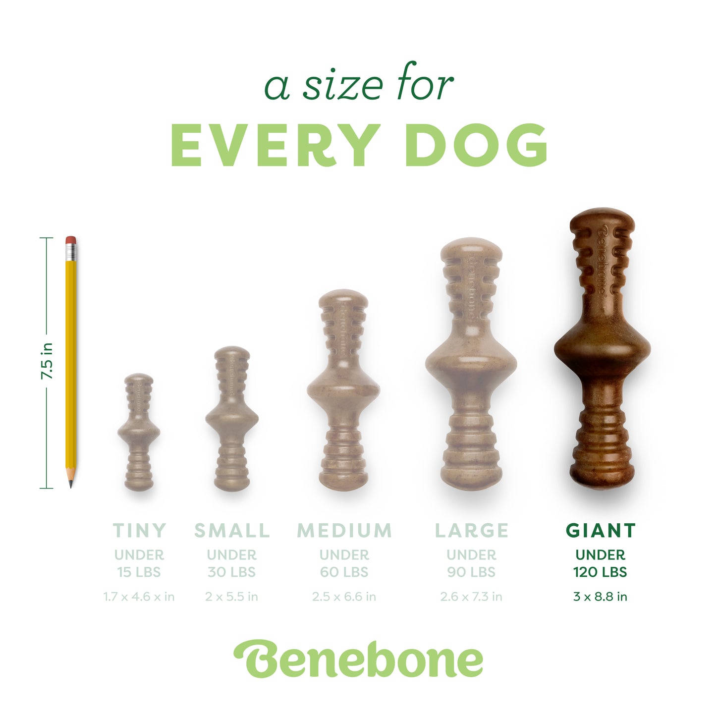 A size for every dog. Size guide: giant Zaggler, under 120 lbs.