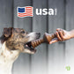 USA made. Catahoula Leopard chewing on a Benebone zaggler.